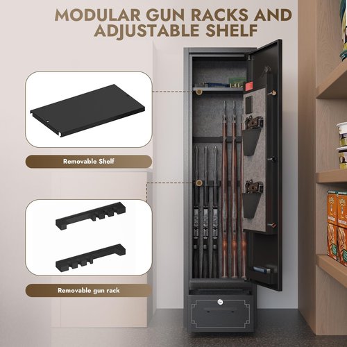 6 Gun Safes Electronic Gun Safe for Rifle and Pistols Quick Access Rifle Safes for Home with Drawer Gun Safe Clearance Gun Cabinets for Rifles and Shotguns Gun Locker with Adjustable Shelf Gun Rack