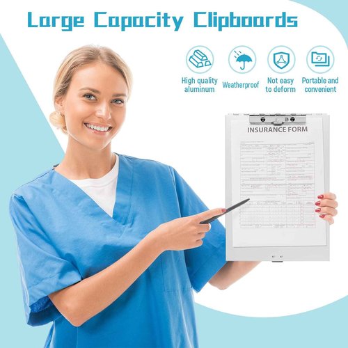 Seajan Aluminum Clipboard with Storage Metal Clip Board Folder Letter Size Form Holder Portfolio Clipboard Binder Clip Posse Box for Nurse Police Office Stationery Items 14 x 9.2 x 2 Inches (4)