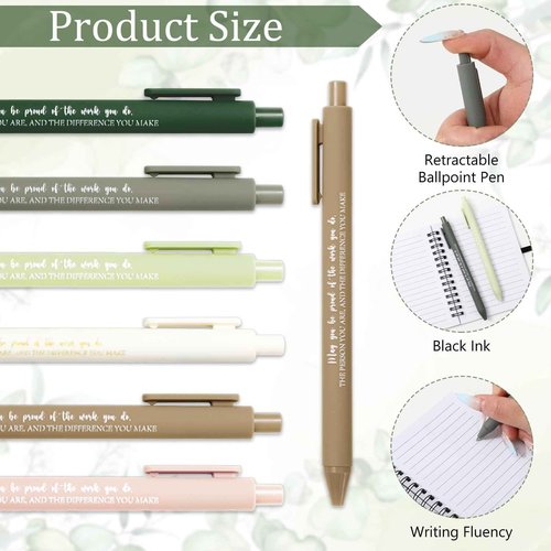 FYSUIMU 24Pcs Employee Appreciation Notebook with Inspirational Pen Floral Green Nude Brown Spiral Notebook with Retractable Ballpoint Pen for Coworker Staff Thank You Gift