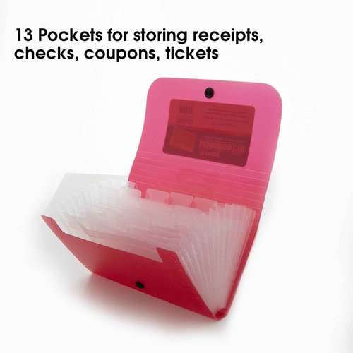 BAZIC Products Expanding File Folder 13 Pockets, Coupon Size Plastic File Folders w/Color Tabs Pocket, Home Office Supplies, Check Bills Receipts Organizer, 24-Pack