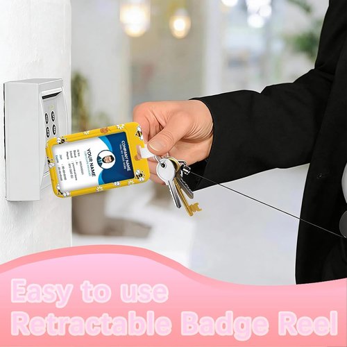 Honey Bee ID Badge Holder - Detachable Lanyard & Retractable Reel for Nurses, Teachers, & Office Staff