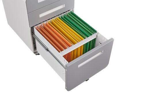 BouPower 3 Drawer File Cabinet for Home Office, Under Desk Mobile Filing Cabinet with Lock for A4/Letter/Legal Size, 5 Wheel Anti-tilt Rolling File Cabinets, Fully Assembled (Except Casters)