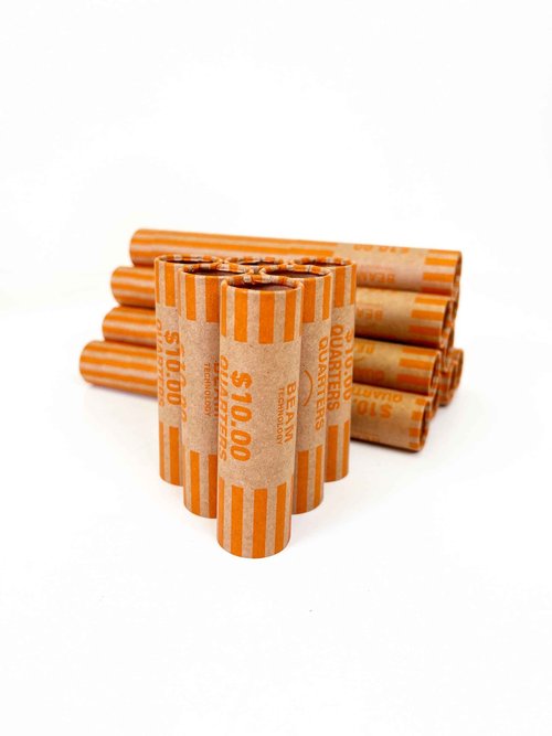 Beam Coin Wrappers Preformed, 1008 Quarters, Heavyweight, Durable, Crimped Bottom, Color Coded, ABA Standard, Coin Roll Wrapper (Quarters, 1008)
