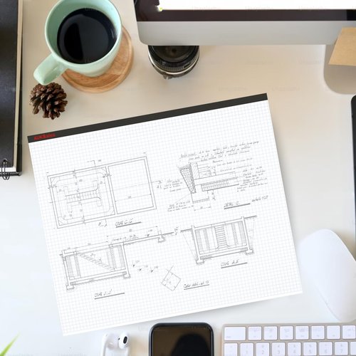 Graph Paper Pad 22"x17", 50 Sheets, Double Sided, 1/4 Inch Grid, 80 GSM, Engineering Drafting Paper for Designers, Blueprint Sketching, Grid-Based Graphing for Architecture, School, Office