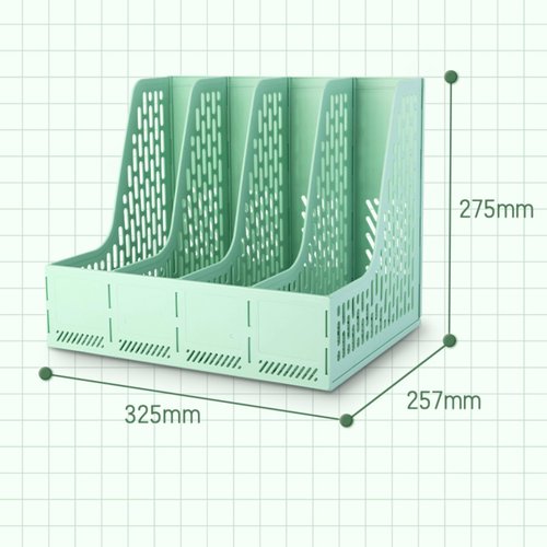 ZQS Plastic Magazine File Holder, Desk Organizer File Folder for Office Organization and Storage, Sturdy Binder Organizer with 4 Vertical Compartmente，Desktop Accessories for Office Storage