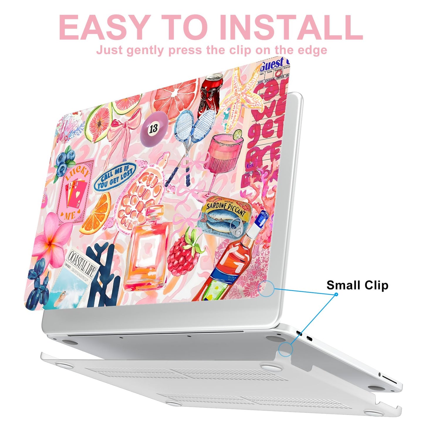 AKIT Compatible with MacBook Neo Case 13 inch 2026 Release, Unique Pattern Plastic Hard Shell Laptop Case+Screen Protector+Keyboard Cover for New MacBook Neo 13 inch A3404 (A18 Pro Chip), SumPink