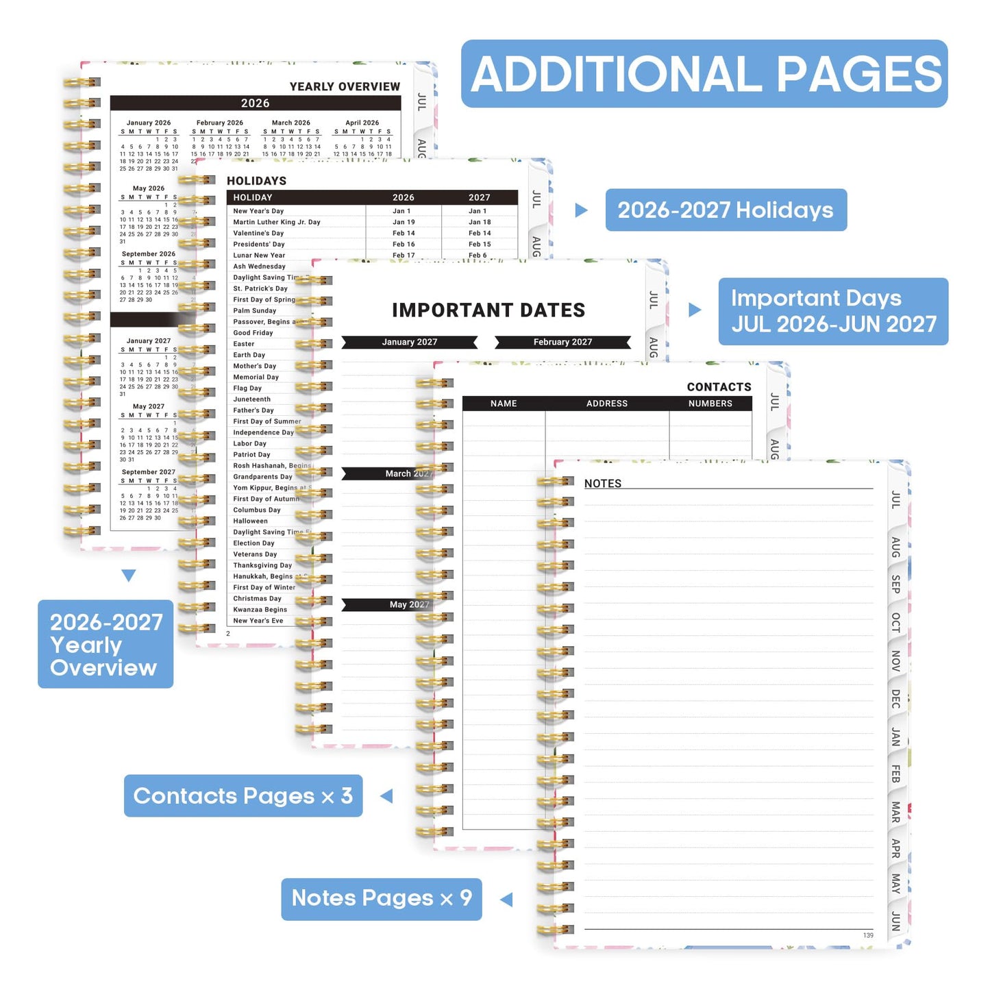 Academic Planner 2026-2027, Weekly and Monthly Calendar Book, July 2026 – June 2027, Hardcover Planner with Tabs, Perfect for Teachers, Students, Women & Men, A4 (8.5" x 11") - Disty