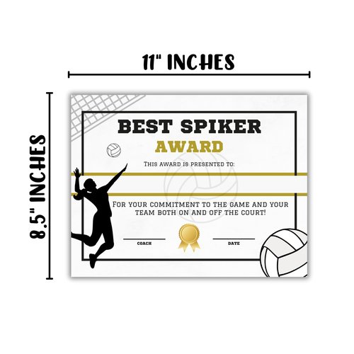 Volleyball Athletic Achievement Awards 31pk Unique 8.5x11” Superlative Certificates MVP Youth Sports Spirit Sportsmanship End of Year Recognition Team