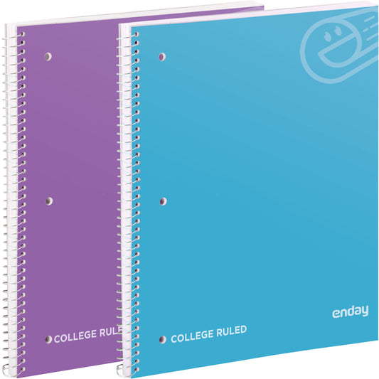 Enday College Ruled Notebook, 1 Subject Notebook College Ruled, Hardcover Spiral Bound Notebooks for School and College, 100 Sheets lined Notebook, Red and Grey (2 Pack)