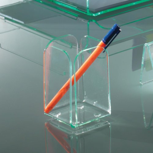 Lorell Transparent Pencil Cup, Clear/Green