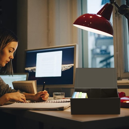 4X6 Index Card Holder, Index Card Storage Box 4 x 6 Inches, Fits 1200 Flash Cards - 2 Pack, Black