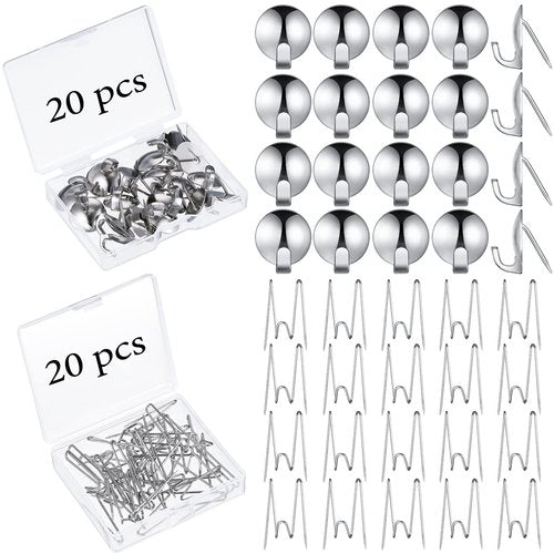 Ripeng 40 Pcs Cubicle Hooks for Fabric Wall, Cubicle Picture Hangers, Fabric Panel Wall Push Pin Hooks Wire Clips Metal Coat Hanger for 20 Lbs Office Kitchen Home Hanging Key Accessories