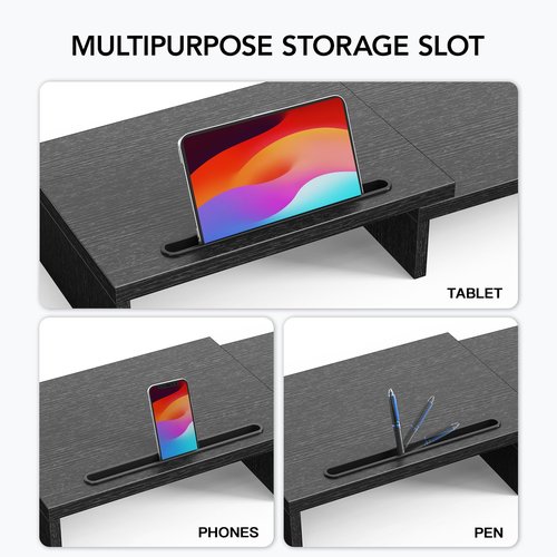 HUANUO Adjustable Under Desk Footrest, Dual Monitor Stand Riser