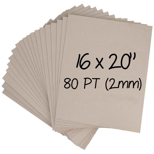 Heavy-Duty Chipboard Sheets 16 x 20 in - 80 PT (2mm) Thick - 20 Large Sheets of Chip Board for Binding Covers, Book Boards, Backing and Crafts - Sturdy Alternative to Thin Cardboard Sheets
