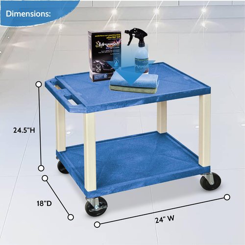 LUXOR WT26BU 26"H AV Cart - Two Shelves - Putty Legs, 4" Silent-Roll, Full-Swivel Heavy-Duty Casters, Two with Locking Brake, Multipurpose Storage for Video Projector, TV, Laptop, Printer Stand