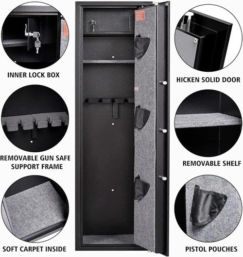 Marcree Biometric Gun Safe - Quick Access Fingerprint Safe for Rifles & Pistols | Dual Alarm System, No Assembly