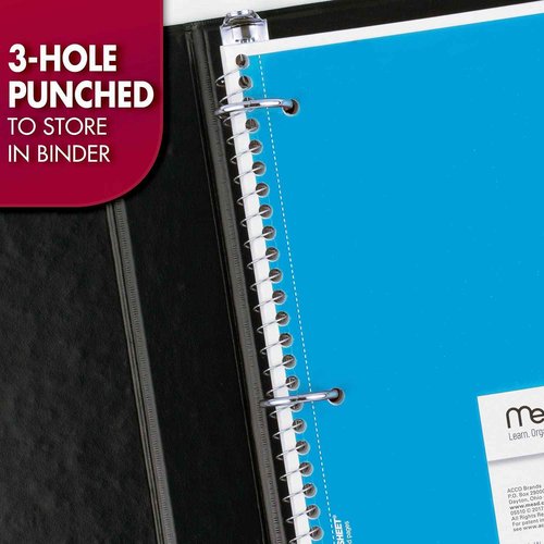 Mead Spiral Notebook, 24 Pack, 1 Subject, Wide Ruled Paper, 7-1/2" x 10-1/2", 70 Sheets per Notebook, Colors Will Vary (930203-ECM25)