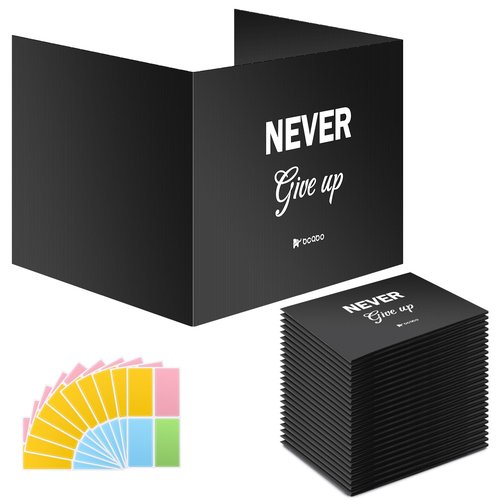Bcabo Privacy Shields for Student Desks, Inspirational Privacy folders for Student Testing Desk Dividers- Includes Extra Labels, Black (Pack of 24)