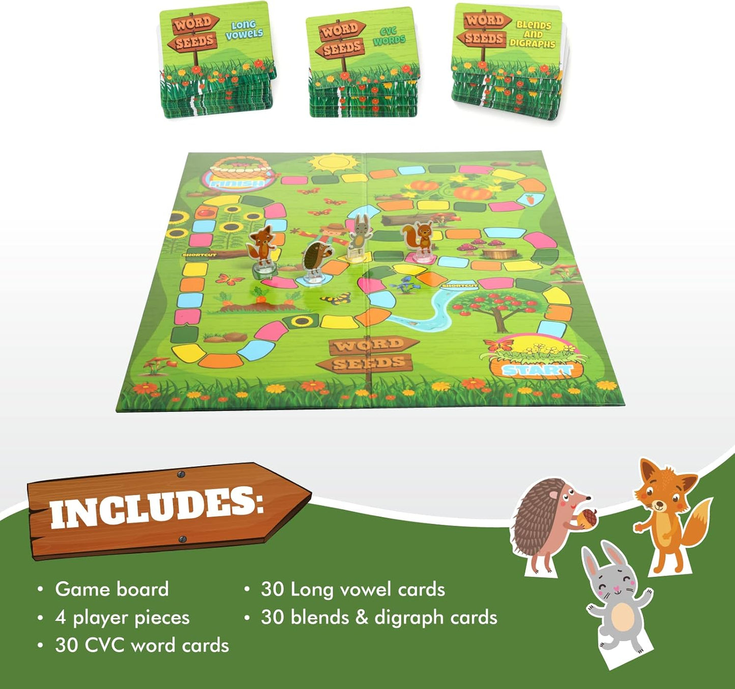 Word Seeds Phonics Game - Engaging Reading & Board Game for Kids Ages 4-8 | Learn CVC & Kindergarten Skills
