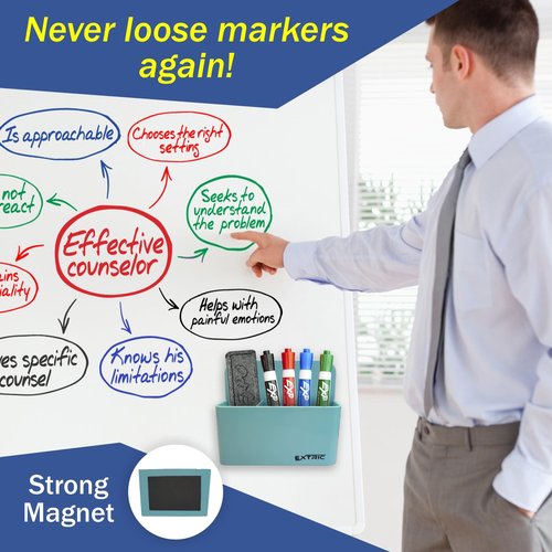 Dry Erase Markers Chisel Tip, 4 Whiteboard Markers, Magnetic Marker Holder, Dry Erase Eraser, Cleaner Spray – Low Odor Non Toxic Dry Erase Marker with Eraser, Classroom, Home, Office Supplies