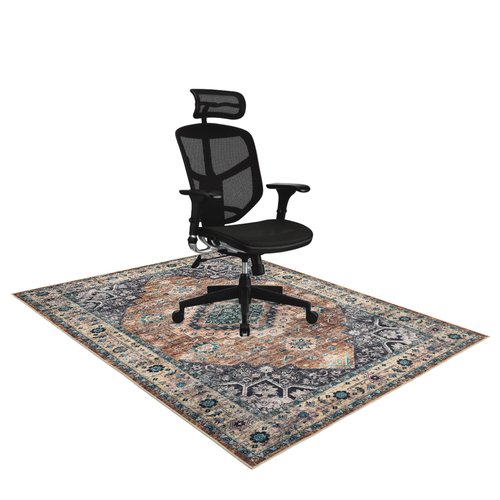 nusoarug Office Chair Mat for Hardwood Floor, 36"×48" Boho Under Desk Mat Rug with Non-Slip Backing as Floor Protector, Computer Rolling Chair Mat for Office Home, Machine Washable, Red