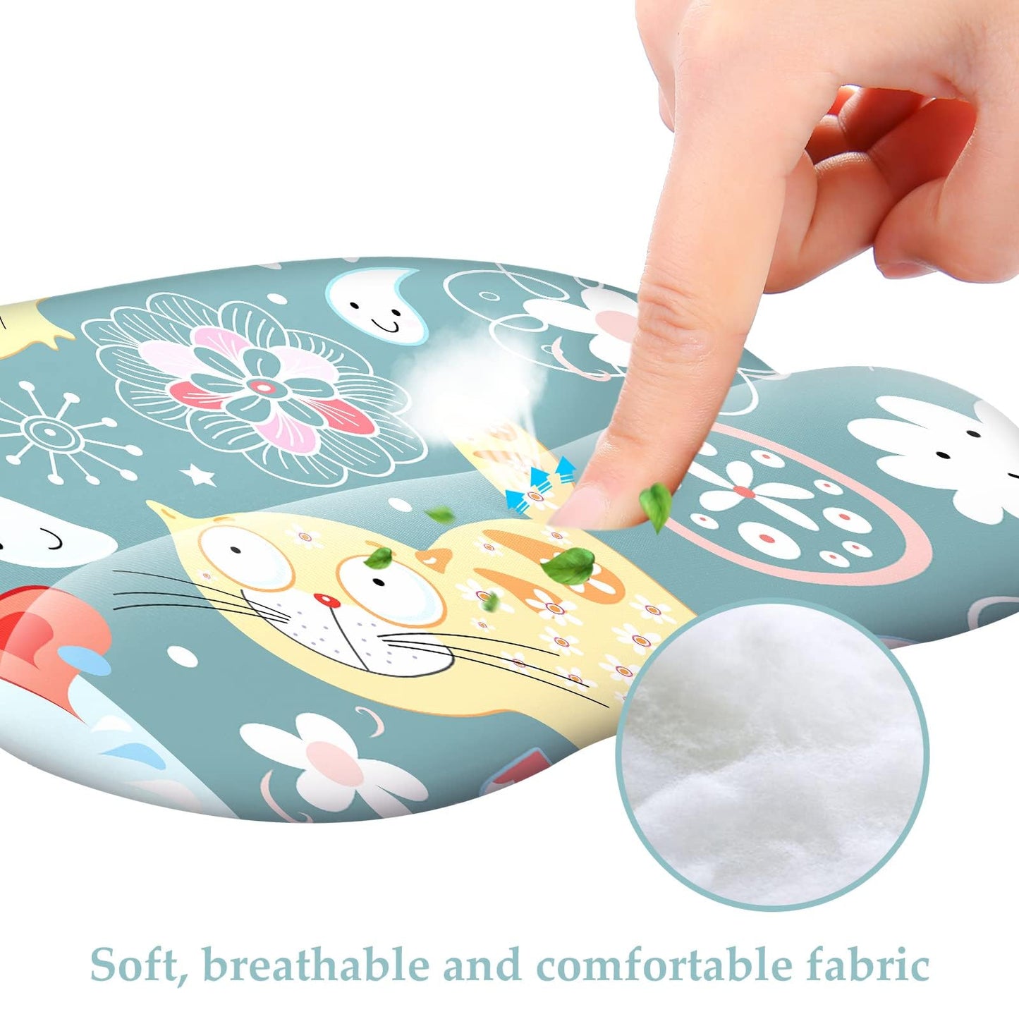 EooCoo Ergonomic Mouse Pad with Wrist Support, Mousepad with Memory Foam Wrist Rest and Non-Slip Base for Computer, Cafe, Home & Office, 9.64 x 8.26 in