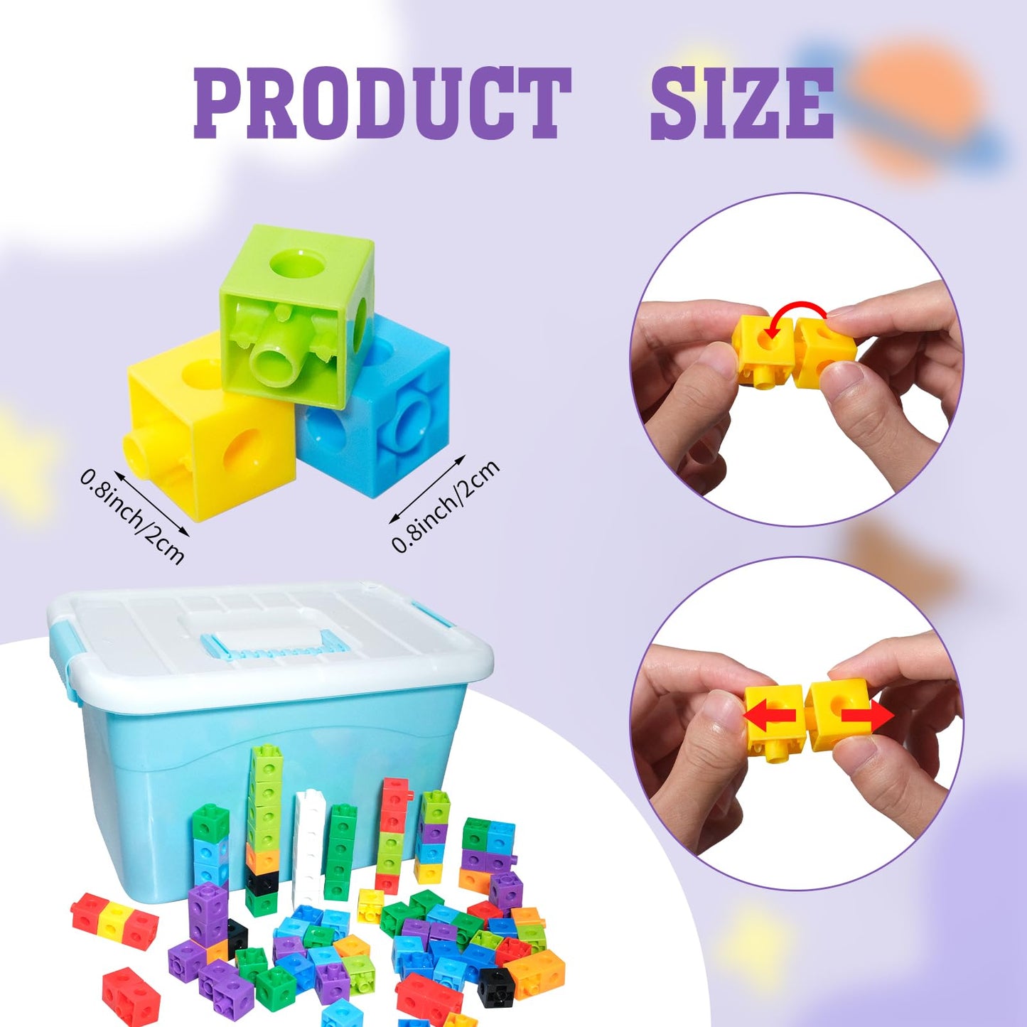 SENONAPO 701 Pcs Math Learning Linking Cube with Storage Container Counting Cubes Plastic Colorful Counting Blocks Math Manipulatives Classroom Learning Supplies for Home School Educational(Blue)