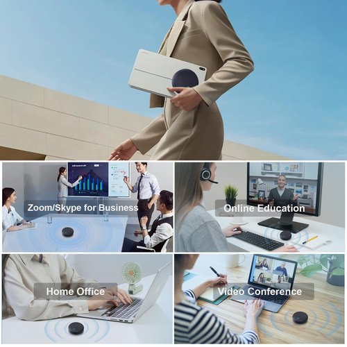 BALILA Conference Speaker and Microphone, 10 AI Mics 360° Voice Pick Up & Noise Reduction, USB Speakerphone for 10-15 People Conference Room, Compatible with Multi-Leading Platforms, Zoom, MS Team