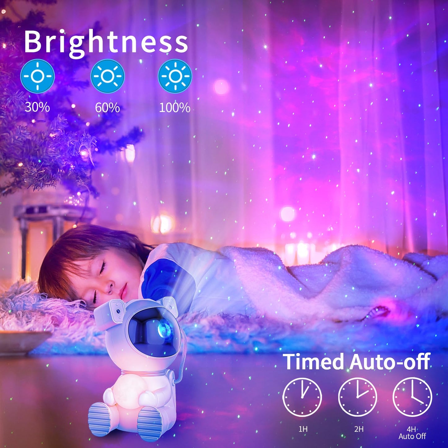 Cayclay Astronaut Galaxy Projector, Star Projector with Timer and Remote, Night Light with Moon Lamp, LED Nebula Lamp for Kids Adults, Room Decor Gift (White)