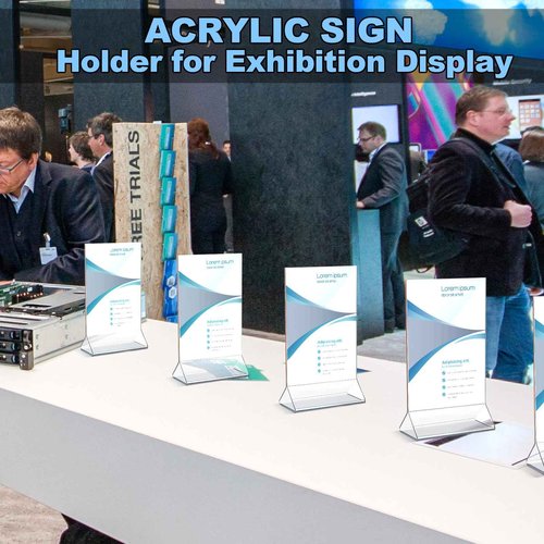Sintuff 48 Pack Acrylic Sign Holder Clear Acrylic Display Stand Double-sided Acrylic Stands for Display 4 x 6 in Table Menu Acrylic Frame Paper Flyer Holder for Office Supplies Business Essential