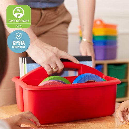 ECR4Kids 2-Compartment Storage Caddy, Storage Organizer, Primary, 6-Pack