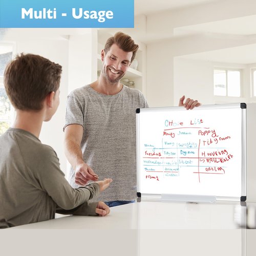 DumanAsen Dry Erase Board, 16 x 24 inches Magnetic Whiteboard for Wall, Aluminum Frame Portable Double Sided Whiteboard for Home, Office, Includes 3 Markers and Eraser