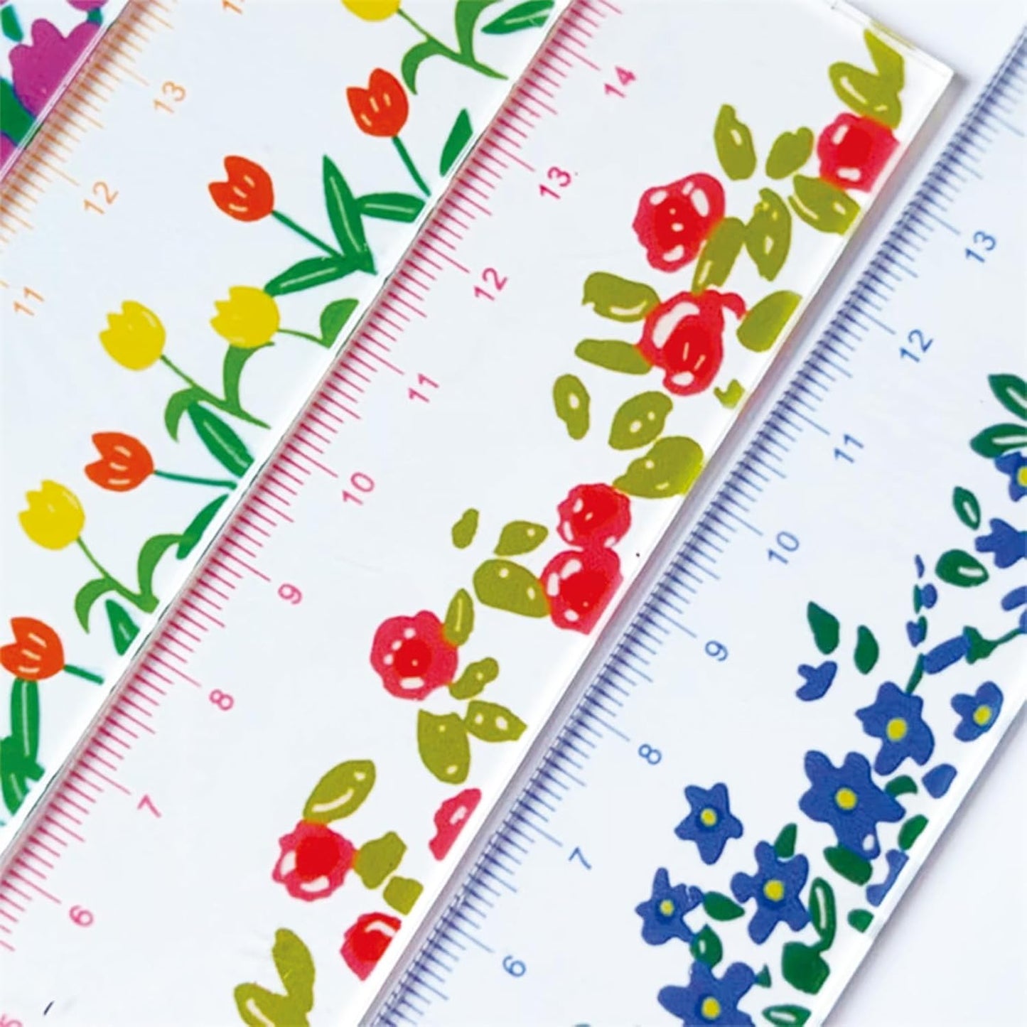 Skiennix Cute Acrylic Rulers - 15cm Floral Cartoon Design for Journals | Perfect for Women & Girls