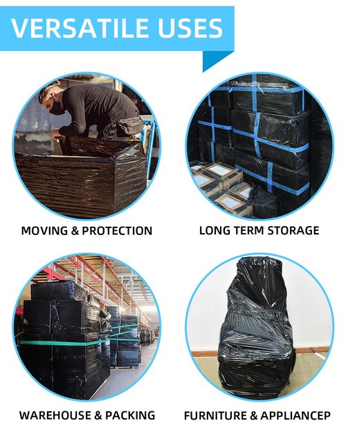 18" Black Stretch Wrap Roll, Heavy Duty 18 Inch 1500ft Shrink Wrap Roll, 80 Gauge Industrial Strength Stretch Film Plastic Wrap for Pallet Wrapping Shipping Moving(4 Pack)