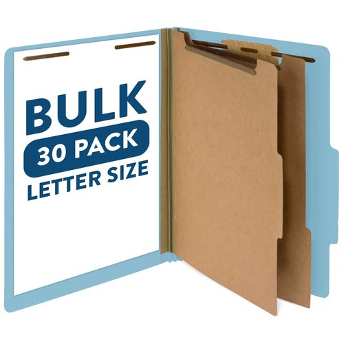 Blue Summit Supplies 30 Letter Size Light Blue Classification Folders, 2 Dividers, 2 Inch Tyvek Expansions, Durable 2, Letter Size, Light Blue Color, 30 Pack