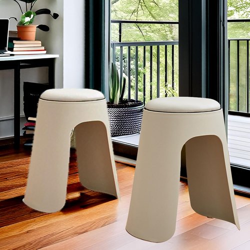 BFECGDXT Plastic Soft Stackable Stools Set of 2, 360° Swivel Backless Round Stacking Stool, 19in Portable Flexible Seating for Home Living Room, Dining Room, Bedroom, Gray