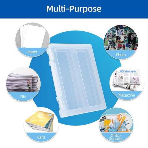 Mickiewicz 4 Pack Large A4 Paper document Box, Arts Supply Storage Organizer Box Scrapbook Storage Box Crafts Organization Boad Game Storage,Thick Plastic Scrapbook Storage Box for 8.5" x 11" Letter