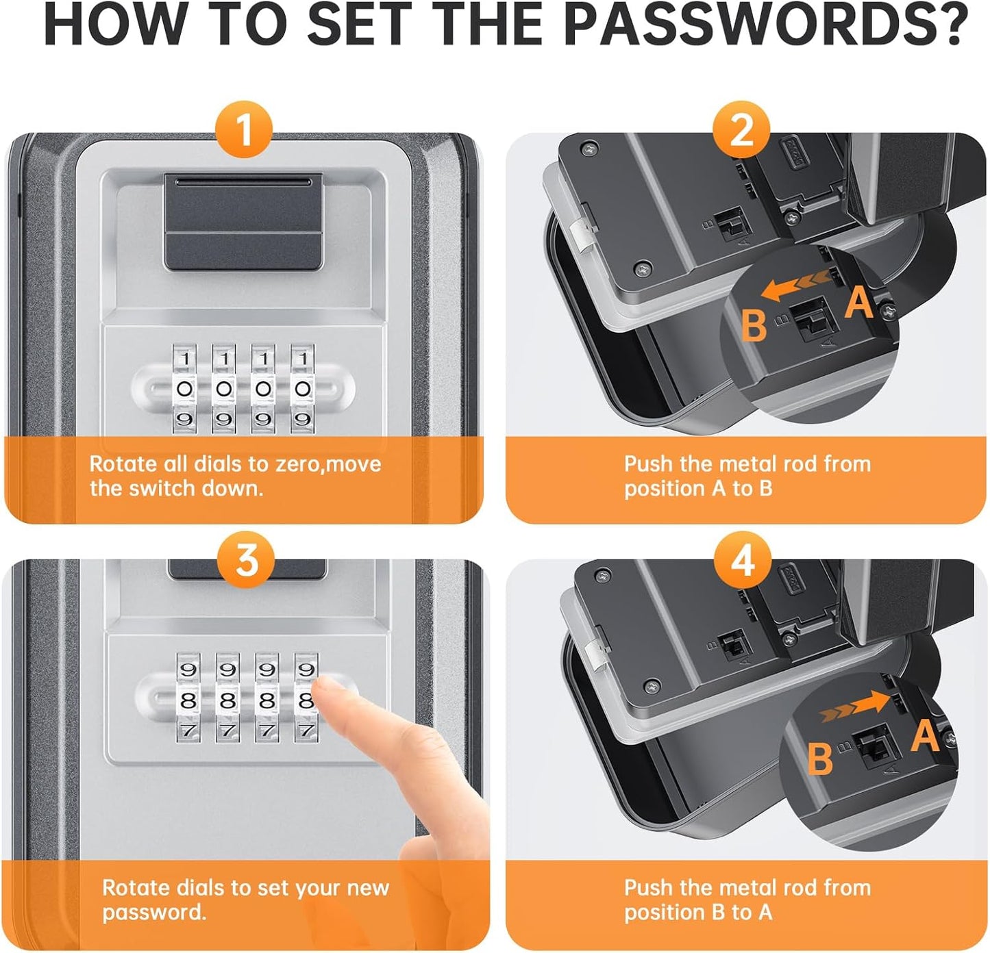 TOSICAM Key Lock Box - Waterproof 4-Digit Combination Safe for Outdoor & Home Use | Large Capacity