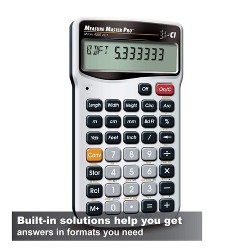 Calculated Industries 4020 Measure Master Pro Feet-Inch-Fraction and Metric Construction Math Calculator, Silver