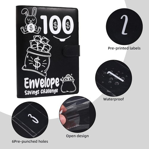 BOBO RABBIT Budget Planner Binder - 100 Envelopes for Money Saving Challenge | Save $5,050
