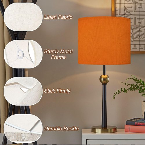 Lampshades Lamp Shades set of 2 Orange fabric Lamp Shades for Table Lamps Floor Lamps Pendant Light Shade Drum Lampshades Boho Light Cover