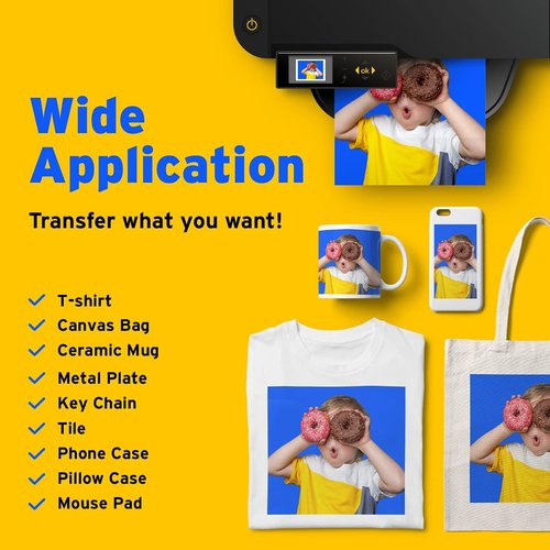 Printers Jack Sublimation Paper - 8.5 x 11 Inches, 100 Sheets, 120gsm for Epson & Sawgrass Printers | Ideal for T-Shirts & Mugs