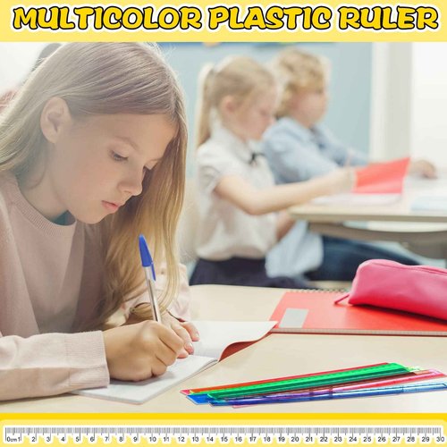 Harloon 480 Pack Clear Plastic Rulers Bulk for Classroom Back to School Supplies Transparent Flexible Rulers with Centimeters and Inches Measuring Tool for Classroom School Students(12 Inch)