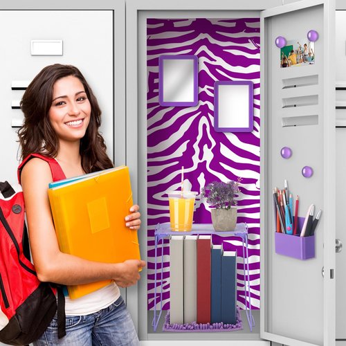 Pinkunn 16 Pieces Locker Organizer Accessories Kit Wallpaper Magnetic Whiteboard Magnets Mirror Dry Eraser Marker Rug Magnetic Storage Cup Organizing Shelf for Back to School Party Essentials(Purple)