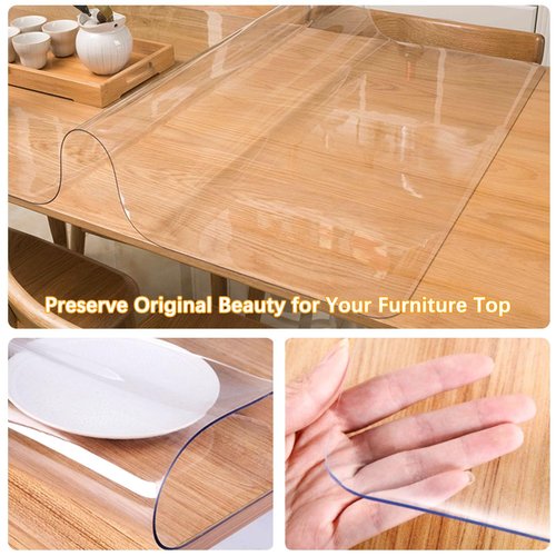 30 x 48 " Clear Plastic Dining Table Protector Tablecloth Desk Pad Mat Wooden Furniture Coffee Glass End Side Banquet Dinner Pub Bar Table Cloth Top Protection Cover Waterproof Rectangular PVC Vinyl