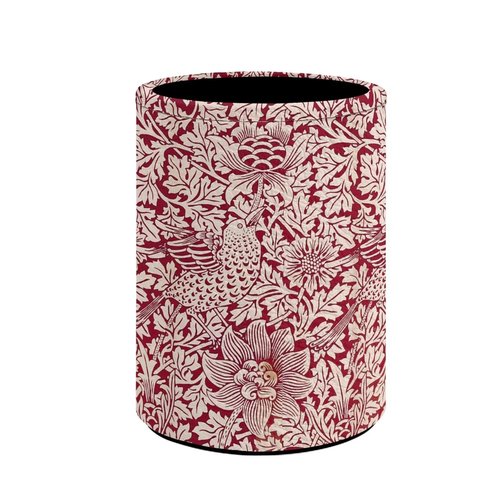 ZCFYGDX William Morris Flower Print Pen Holder Pencil Cup Container PU Leather Desk Organizer Stand Decor Makeup Brush Scissor Holder Decoration Office Desk Home Office Supplies Accessories