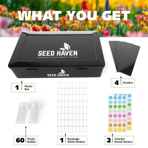 Pack of 50 Seed Storage Plastic Sleeves with Seed Storage Box