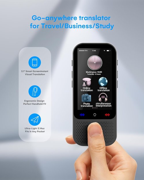S80 Pro Language Translator Device - AI-Powered, Real-Time Translation | Compact & Portable