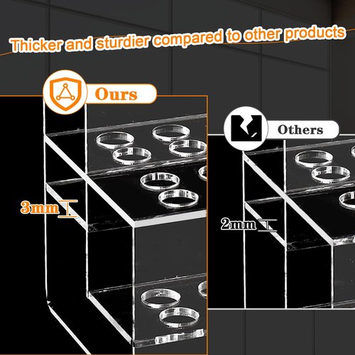 SBYURE Acrylic Pen Holder, 44-Slots Pen Stand Clear Pen Holder Pen Display Stand Eyebrow Pen Stand Art Brush Rack Makeup Brush Rack Organizer for Home Office Desk School Supplies