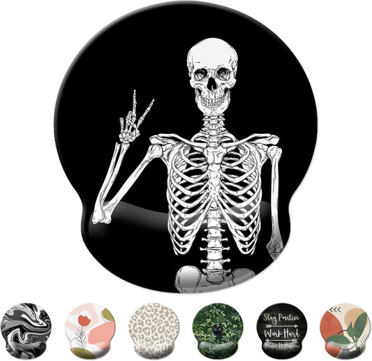 Skiennix Ergonomic Mouse Pad - Comfortable Wrist Support with Non-Slip Base | Black Human Skeleton Skull Design